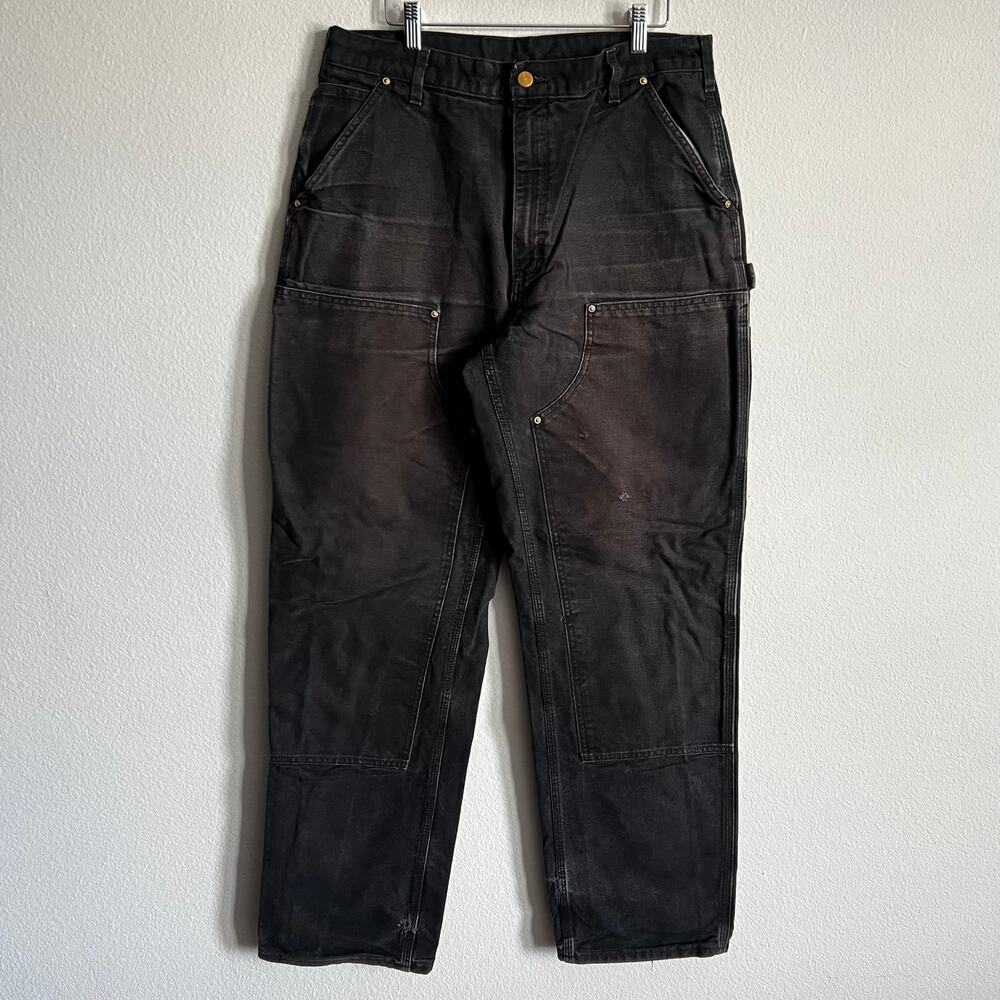 Carhartt B01 BLK faded black double knee work wear carpenter pants